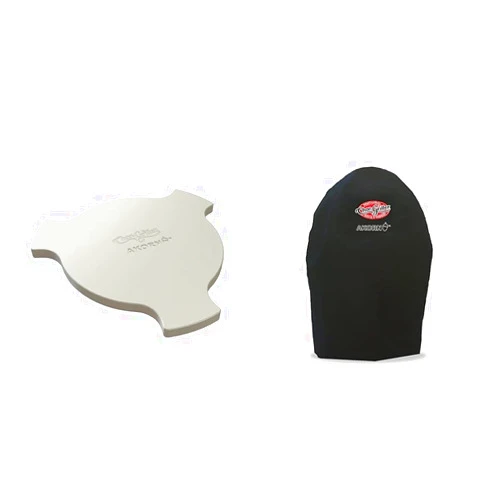 Char-Griller AKORN Jr Ceramic Smokin' Stone Accessory and Durable Polyester Grill Cover for Kamado Models 06620, 16620, 26720, 56720
