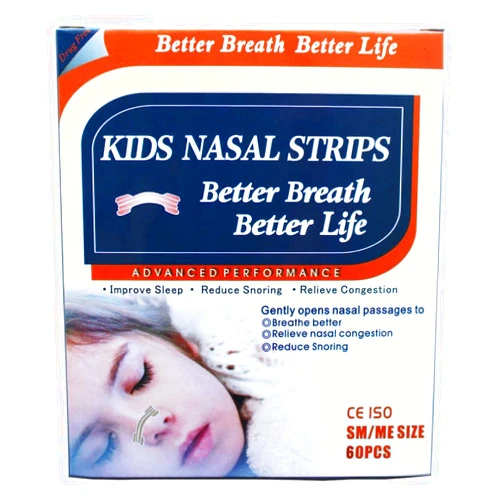 JERN 60 Natural Drug-Free Kids Better Breath Nasal Strips for Nasal Congestion, Allergy, Cold, Flu, Sinus, Stuffy Nose, Snoring, Deviated Septum, Sleep Aid, Athletic Performance - Ages 5 and Above