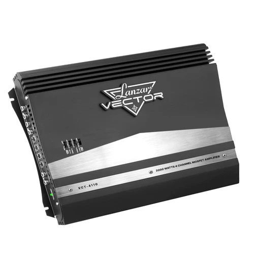 Lanzar 4-Channel High Power MOSFET Amplifier - Slim 2000 Watt Bridgeable Mono Stereo 4 Channel Car Audio Amplifier w/ Crossover Frequency&Bass Boost Control, RCA input,Line Output - Lanzar VCT4110