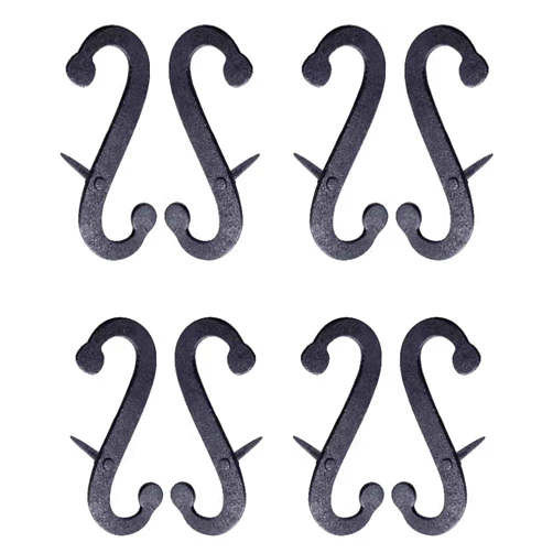 Renovators Supply Manufacturing Shutter Dogs Pair 6.25 In Black Decorative S Shaped Wrought Iron Shutter Dogs With Mounting Hardware Pack Of 4