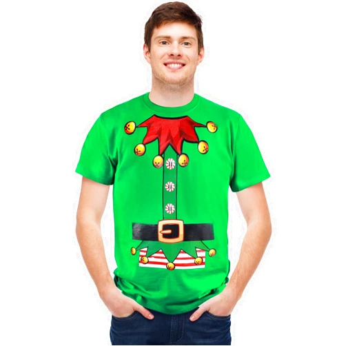 Hicarer Christmas T-Shirt Xmas Red Santa Claus Novelty Green Unisex T Shirt for Christmas Party Xmas Costume for Men Women