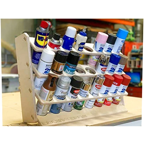 300 Industries Spray Can Lube Holder Organization Storage Rack Wood Shelf Case Organizer 24-Slot Plywood