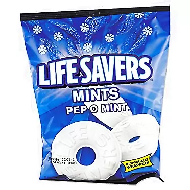 LifeSavers, 88503, Hard Candy Mints, Pep-O-Mint, Individually Wrapped, 6.25oz Bag, Sold As 1 Each Peppermint