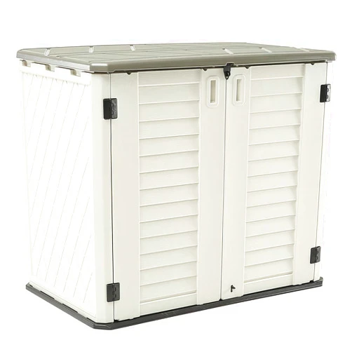 HOMSPARK Storage Shed Weather Resistance, Multi-Purpose Outdoor Storage Cabinet for Backyards and Patios, 26 Cu.ft Capacity Horizontal Storage Shed for Bike, Lawnmower, Trash Cans, Patio Accessories