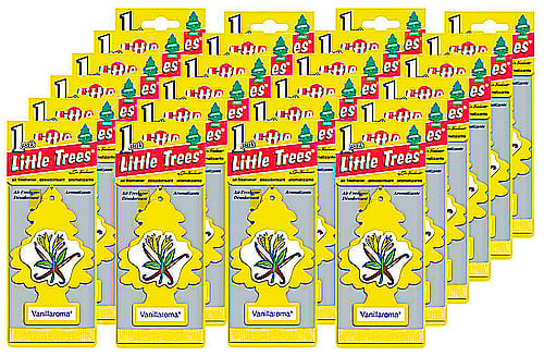 LITTLE TREES Car Air Freshener | Hanging Paper Tree for Home or Car | Vanillaroma | 24 Pack
