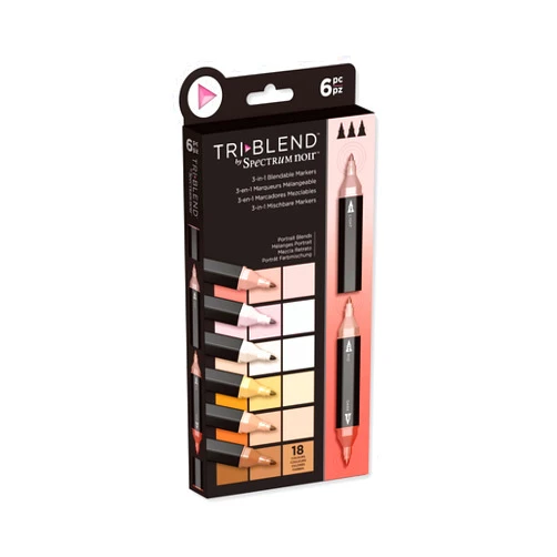 Crafter's Companion Spectrum Noir Triblend Alcohol 3 Marker Pens-Portrait Blends-Pack of 6