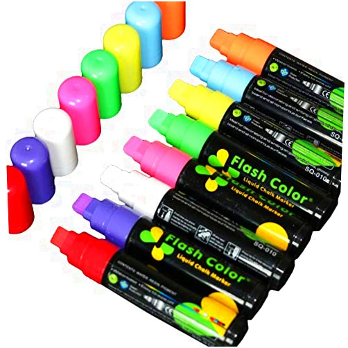 Chris-Wang 10MM Jumbo Tips Liquid Chalk Markers, Eraseable Vibrant Colors, Child Friendly, Use On Windows/Mirrors/LED Writing Board/Whiteboard/Chalkboard Labels - 8 Pack