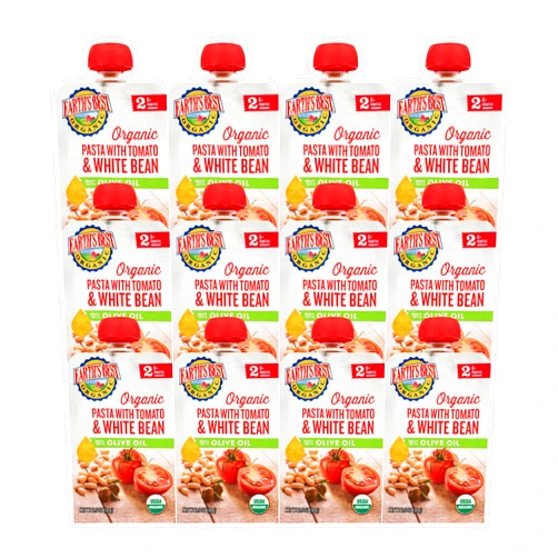 Earth's Best Organic Baby Food Pouches, Stage 2 Homestyle Meal Puree for Babies 6 Months and Older, Organic Pasta with Tomato and White Bean Puree, 3.5 oz Resealable Pouch (Pack of 12)