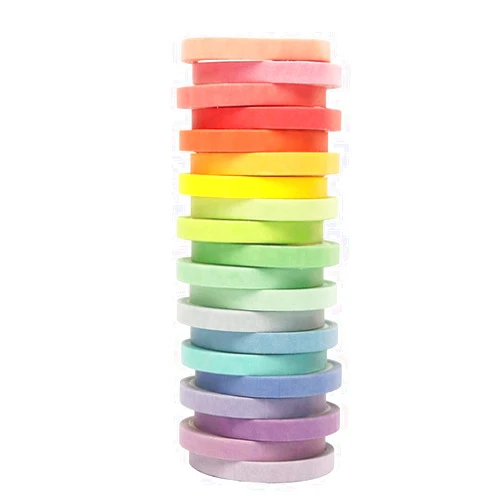 Baijixin Washi Tape Set 20 Rolls - 7.5 mm Rainbow Colors Thin Decorative Tape for Bullet Journal, Planner, DIY Arts Crafts, Scrapbooking, Holiday Decoration