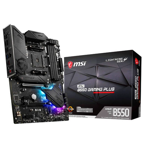 MSI MPG B550 GAMING PLUS Gaming Motherboard (AMD AM4, DDR4, PCIe 4.0, SATA 6Gb/s, M.2, USB 3.2 Gen 2, HDMI/DP, ATX)