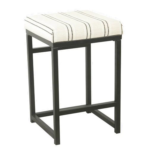 Homepop Home Decor | Modern 24-Inch Counter Stool | Backless Metal Frame Bar Stools Counter Height | Decorative Home Furniture, Black and White Stripe