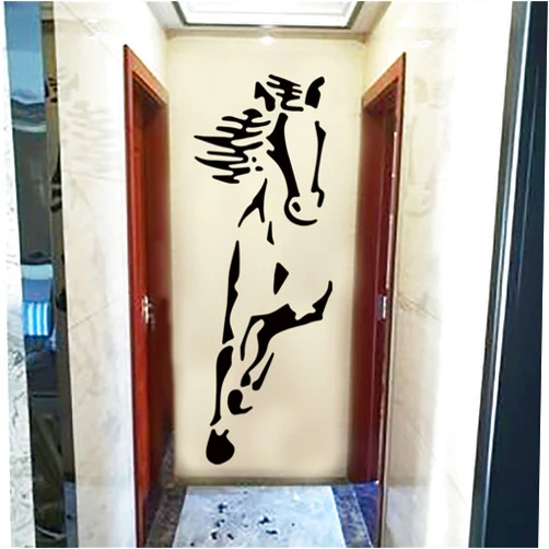WOHAHA Stallion Galloping Wall Decals Black and White Horse Running Wall Stickers Decor Peel and Stick Living Room Bedroom Removable Waterproof Murals Wall Art Decorations