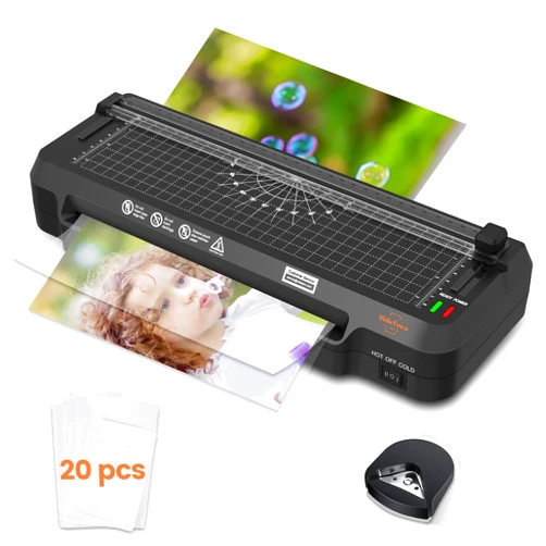 VidaTeco Laminator Machine,4 in 1 VidaTeco 9-inch Laminating Machine,2-Min Preheat,Thermal Cold Laminator with Laminating Sheets 20 pcs,Built-in Paper Cutter,Corner Rounder,Lamination for Home School