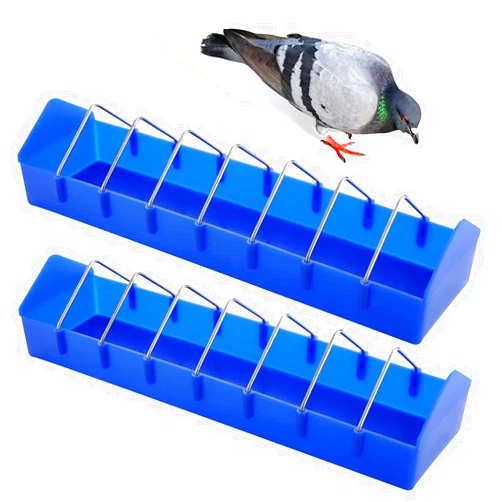 DQITJ 2 Pack Large Pigeon Feeder Thick Durable Slot Container Feeding Dish Food Dispenser Tool for Pigeon Chicken Duck Bird Poultry (Length: 16