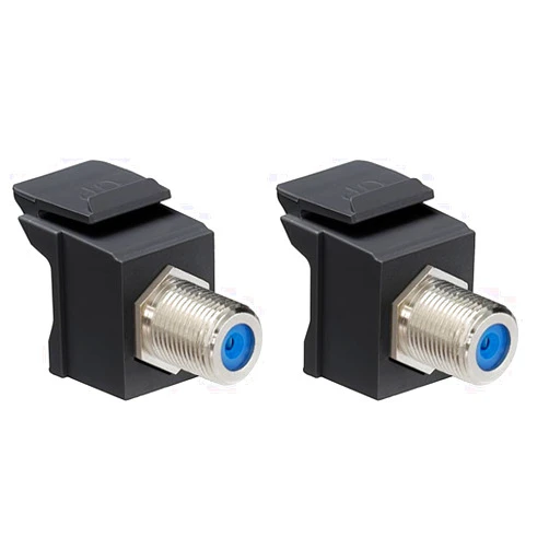 Leviton 41084-FEF QuickPort F-Type Adapter, Nickel-Plated, Black (Pack of 2)