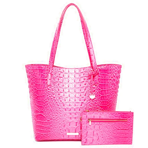 GJGJTER Women Tote Purses Crocodile-Embossed Pattern Shoulder Bag 2pcs PU Top Handle Handbag and Wallet
