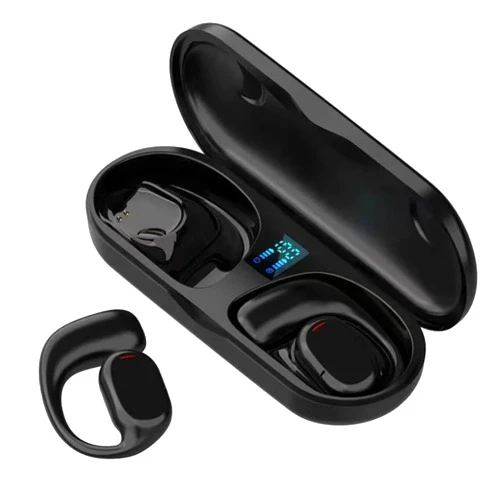 Waillynice JS270 Wireless Headphones Bone Conduction Waterproof Open Ear Hanging Headset Noise Canceling Stereo Headphones (Black)