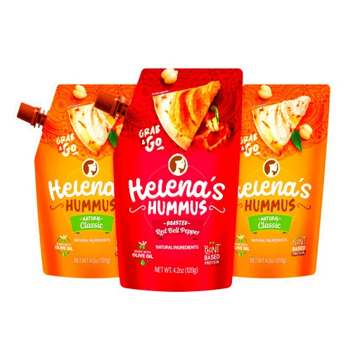 Helena Hummus Tripack, Shelf-stable, No added preservatives, 2 Natural Classic 4.23 oz and 1 Roasted Bell Pepper 4.23 oz (Pack of 1 Tripack)