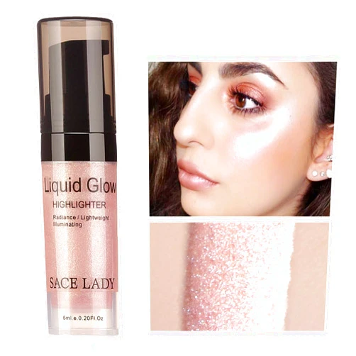 SACE LADY Liquid Highlighter Makeup Shimmer and Shine Ultra-Smooth Radiant Illuminator For Face Cheekbone Body Glow Bronzer Glitter Illuminating Highlighters Makeups, 0.2Fl Oz