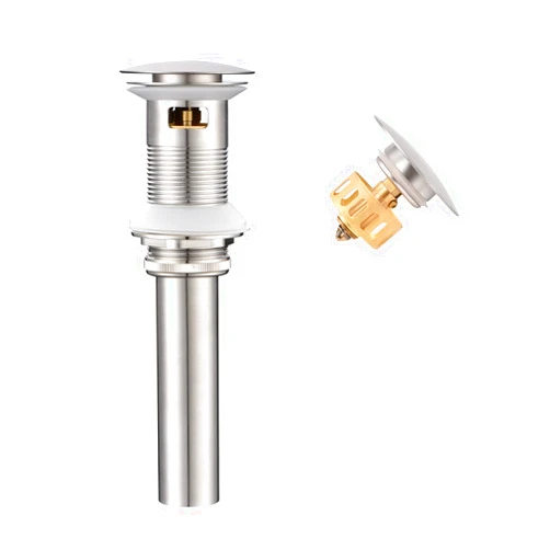Kablle Pop Up Sink Drain with Overflow, Bathroom Sink Drain Stopper, Vessel Sink Drain Assembly with Detachable Basket, Anti-Explosion and Anti-Clogging Drain Strainer, Brushed Nickel, B24