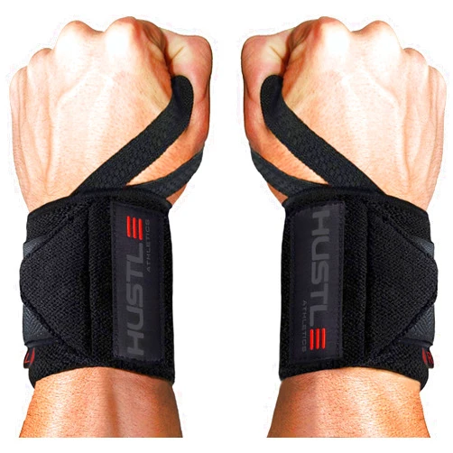 Hustle Athletics Wrist Wraps for Weightlifting - USPA Approved, Best Gym Wrist Straps for Weightlifting Wrist Support for Powerlifting, Bodybuilding & Strength Training - Thumb Loop for Men & Women