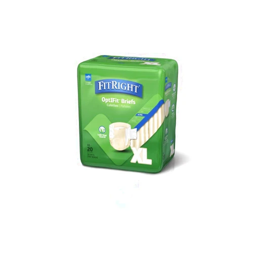 Medline FitRight Ultra Adult Diapers, Disposable Incontinence Briefs with Tabs, Heavy Absorbency, X-Large, 57''-66'', 4 packs of 20 (80 total)