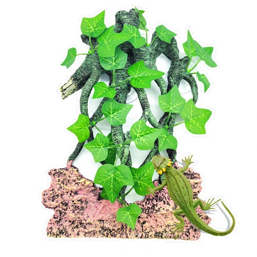 BNOSDM Reptile Climbing Branch,Crested Gecko Climb Corner Branch with Suction Cup,Bearded Dragon Resin Tree Branches,Reptile Tank Rainforest Background Decor for Lizard Chameleons Hermit Crabs Spiders