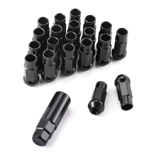 SINGARO 20PCS M12x1.5 Wheel Lug Nuts, Open End Wheel Nuts 40mm, Forged Locknut Racing Nuts, Aluminum Wheels Rims Lug Nuts (Black)