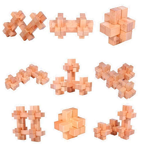 Onietoiy Difficult 20pcs DIY Wooden Brain Teaser Puzzle Toy 9 Types Assembly Building Blcok Games 94 Methods Challenge IQ Lock Toys 3D Brainteaser Educational Puzzles Unique Gift for Kids and Adults