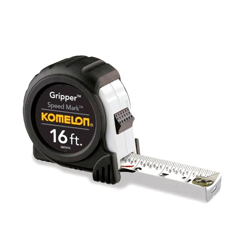 Komelon SM5416 Speed Mark Gripper Acrylic Coated Steel Blade Tape Measure 16-feet by 1-Inch, White (4 Pack)