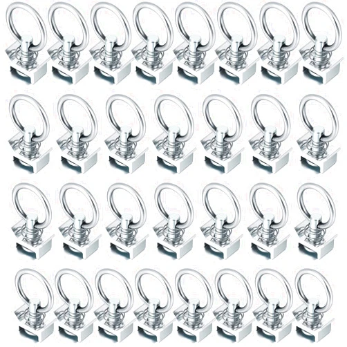 Hotop Single Stud Fitting L Track 4,000LB Capacity with Stainless Steel Round Ring Aluminum Keeper Cargo Control for Airline Track Logistic Installation (30 Pieces)