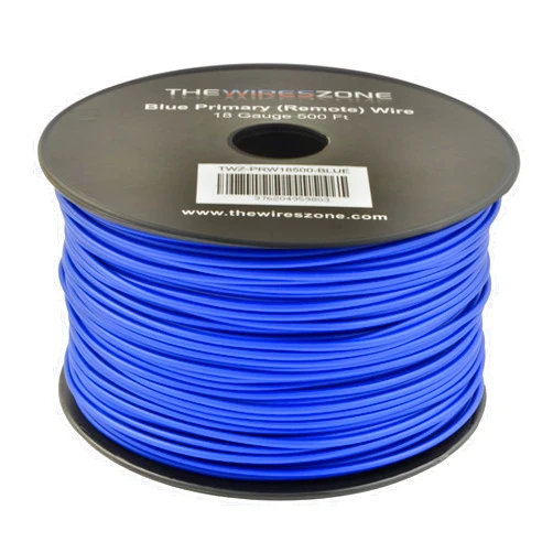 The Wires Zone 18 Gauge AWG 500' Feet ft Stranded Primary Remote Wire Cable (Blue)