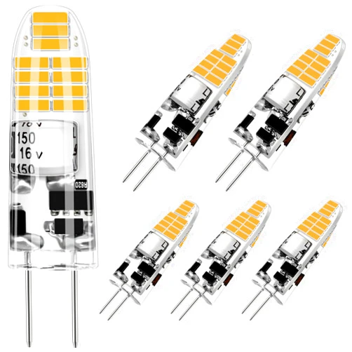 AGOTD G4 LED Bulb, 2W 12V G4 Bi Pin Bulb, G4 20W Halogen Bulb Replacement, Warm White 3000K，No-Flicker， Chandelier Lighting/Landscape Lighting/Microwave Lighting（6 Pack）