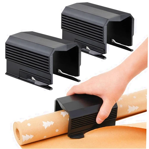 THCOSN 2PC Wrapping Paper Cutter Christmas Paper Roll Cutters Paper Cutter Slider Tool Set Christmas Gift Packing Wrapping Cutting Supplies for Crafting Birthday Gifts Wrap Rolls (2PC Black)