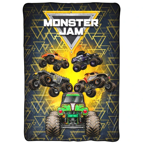 Jay Franco Monster Jam MJ Life Blanket - Measures 62 x 90 inches, Kids Bedding Features Grave Digger - Fade Resistant Super Soft Fleece