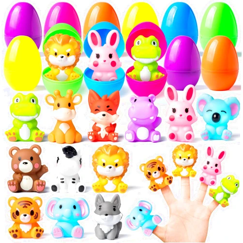 AyiOwmpa 12 Pack Prefilled Easter Eggs with Finger Puppets, Prefilled Easter Eggs with Toys for Easter Egg Hunts, Basket Stuffers, Party Favors, Classroom Prizes, Easter Gifts for Kids and Toddlers