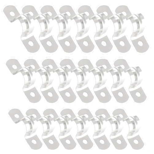 Kemcatui 50 Pcs 1/2 Inch Conduit Clamp, Stainless Steel Pipe Strap Two Hole U Bracket, Pipe Clamp Tension Clip Assortment Kit, Strap Clamp for Rigid Pipe Wire Cord