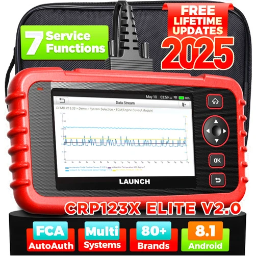 LAUNCH 2025 LAUNCH OBD2 Scanner CRP123X Elite V2.0(Upgrade of CRP123X/CRP129X), 7 Reset Scan Tool, FCA SGW, Multi-System Car Scanner, Cloud Report, Lifetime Free Update Diagnostic Tool, Battery Test, AutoVIN