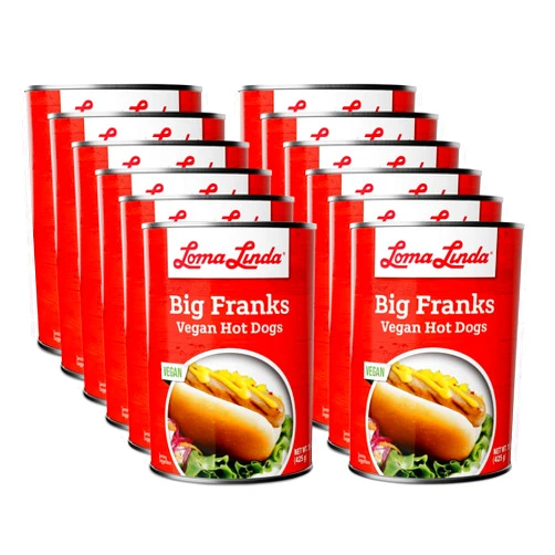 Loma Linda Big Franks Variety Pack - 15 oz Cans (Pack of 12) - Plant-Based, Protein-Packed Vegan Franks - Delicious Meatless Alternative for Grilling, Cooking, and More!