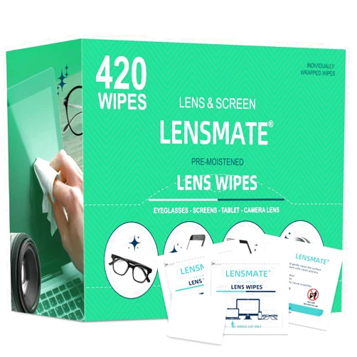 Lensmate 420 Count Lens Wipes for Eyeglasses, Pre-Moistened & Individually Wrapped Eyeglass Wipes, Lens Cleaning Wipes for Eyeglasses, Sunglasses, Goggles and Camera Lens