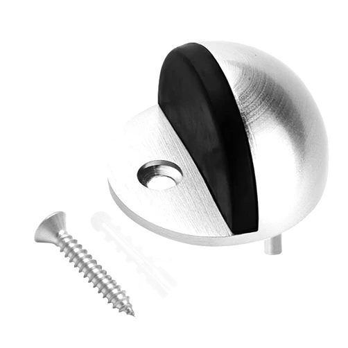 NYCO Architectural Hardware Stainless Steel Rubber Floor Mounted Hemisphere Door Stopper NYCO Architectural Hardware-Heavy Duty Door Bumper for Wall Protection- Modern Universal Door Slam Stopper-1.7”x 0.9