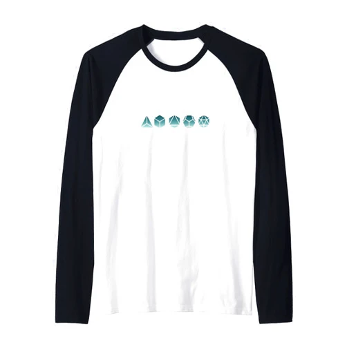 Mathematics and Geometry by yuma Platonic solids mathematics geometry symbol polyhedron Raglan Baseball Tee