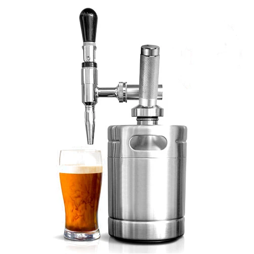 NutriChef Nitro Cold Brew Coffee Maker - Home Brew Coffee Keg, Nitrogen Coffee Machine Dispenser System w/ Pressure Relieving Valve Kit & Stout Creamer Faucet, Stainless steel - NutriChef NCNTROCB10