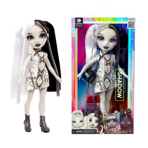 Rainbow High Shadow High Heather - Grayscale 11” Fashion Doll. Black and White Hair & Outfit & Handbag