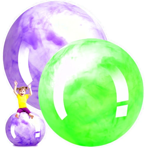 Meooeck 2 Pcs Giant Bouncy Balls Large Rubber Inflatable Marbleized Bouncing Giant Beach Balls for Kids and Adult, Pump Not Included