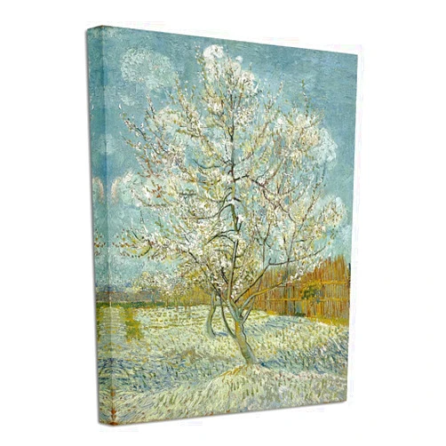 Wieco Art The Pink Peach Tree Canvas Prints Wall Art by Van Gogh Classic Famous Oil Paintings Reproduction Modern Gallery Wrapped Landscapes Giclee Picture Artwork