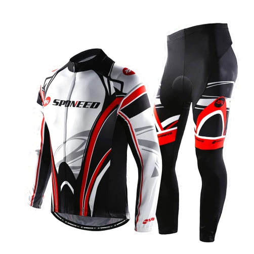 sponeed Cycling Clothes for Men Long Sleeve Mountain Bike Road Bicycle Shirt Jerseys Padded Pants Biking Outfits