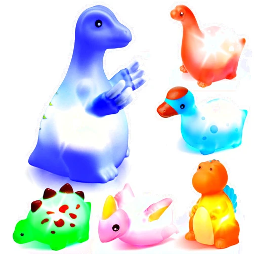 VIBOYLAR Bath Toys for Toddlers 1-3: 6 Packs Light-Up Floating Dinosaur Baby Toddler Bath Toys Set for Boys Kids Easter Christmas Birthday Gifts - Water Bathtub Shower Pool Bath Toy for Children Preschool