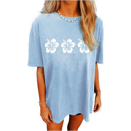 YIUIERE Womens Oversized Tshirt Flower Graphic Tees Nashville Music Short Sleeve Shirts Summer Casual Loose Beach Tops