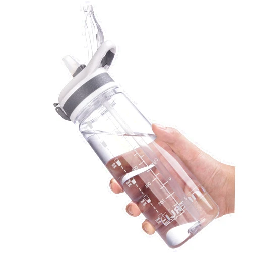 VENNERLI Sports Water Bottle with Straw 800ML Bike Reusable Water Jug 28 OZ Hydro Jug BPA-Free Wide Mouth Water Bottle with Handle for Fitness Outdoor Hiking Camping Dishwasher Safe (clear)